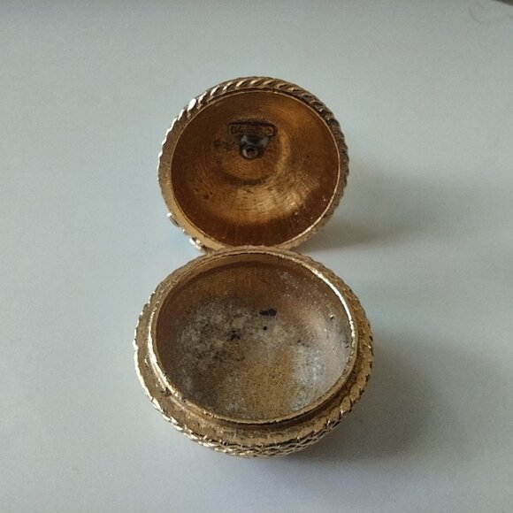 Vintage Florenza Small Gold Tone Turquoise Bee Wasp Jewelry Trinket Box Signed - Picture 10 of 12